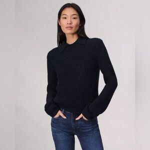 rag & bone Madix Polo sweater Navy size small wool alpaca blend chic preppy 90s